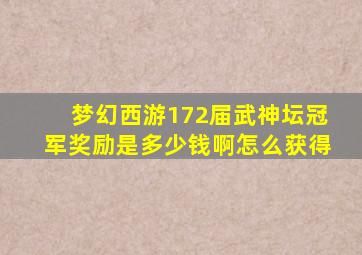 梦幻西游172届武神坛冠军奖励是多少钱啊怎么获得