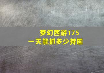 梦幻西游175一天能抓多少持国