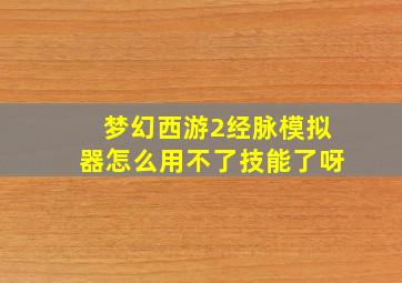 梦幻西游2经脉模拟器怎么用不了技能了呀