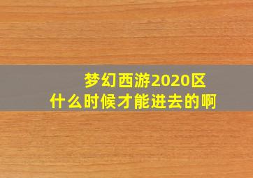 梦幻西游2020区什么时候才能进去的啊