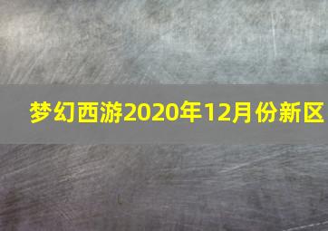 梦幻西游2020年12月份新区