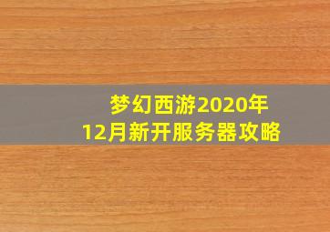 梦幻西游2020年12月新开服务器攻略