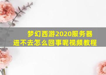 梦幻西游2020服务器进不去怎么回事呢视频教程