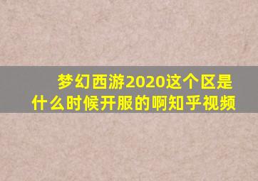 梦幻西游2020这个区是什么时候开服的啊知乎视频