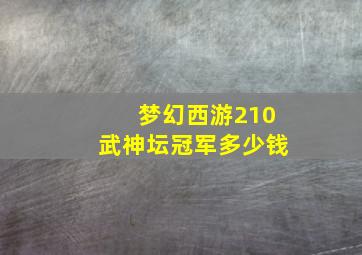 梦幻西游210武神坛冠军多少钱