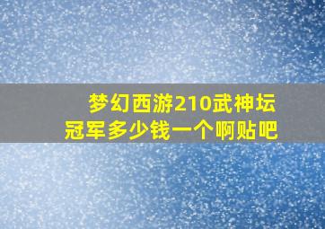 梦幻西游210武神坛冠军多少钱一个啊贴吧