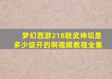 梦幻西游218联武神坛是多少级开的啊视频教程全集