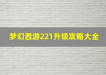 梦幻西游221升级攻略大全