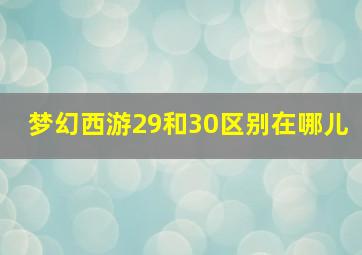 梦幻西游29和30区别在哪儿