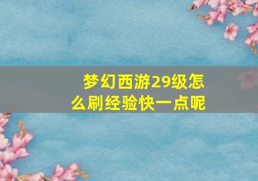 梦幻西游29级怎么刷经验快一点呢