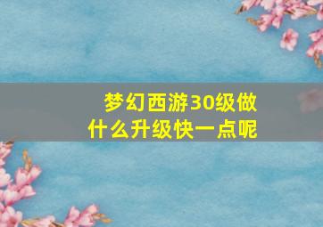 梦幻西游30级做什么升级快一点呢