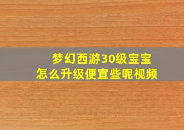 梦幻西游30级宝宝怎么升级便宜些呢视频