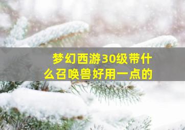 梦幻西游30级带什么召唤兽好用一点的