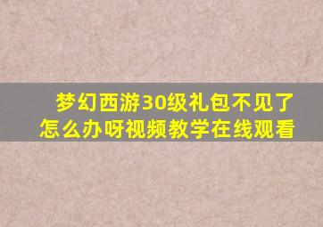 梦幻西游30级礼包不见了怎么办呀视频教学在线观看