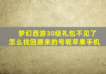 梦幻西游30级礼包不见了怎么找回原来的号呢苹果手机