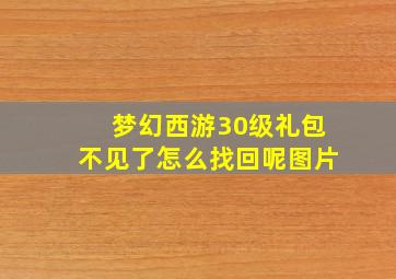 梦幻西游30级礼包不见了怎么找回呢图片