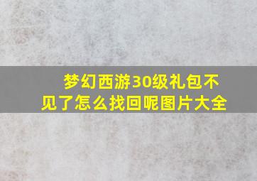 梦幻西游30级礼包不见了怎么找回呢图片大全