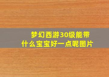 梦幻西游30级能带什么宝宝好一点呢图片