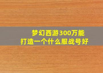 梦幻西游300万能打造一个什么服战号好