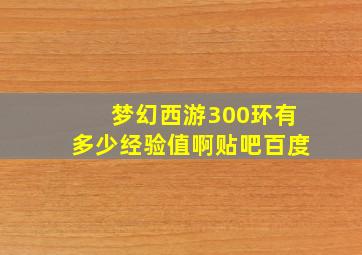 梦幻西游300环有多少经验值啊贴吧百度