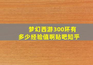 梦幻西游300环有多少经验值啊贴吧知乎