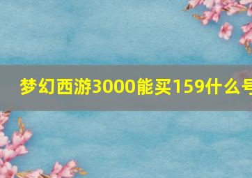 梦幻西游3000能买159什么号