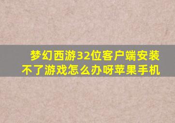 梦幻西游32位客户端安装不了游戏怎么办呀苹果手机