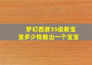 梦幻西游35级新宝宝多少钱能出一个宝宝