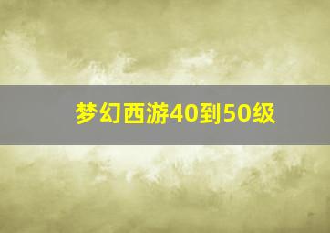 梦幻西游40到50级