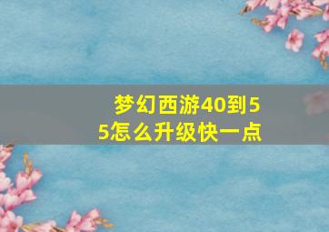 梦幻西游40到55怎么升级快一点