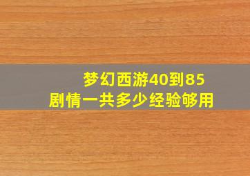 梦幻西游40到85剧情一共多少经验够用