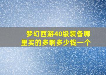 梦幻西游40级装备哪里买的多啊多少钱一个