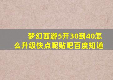 梦幻西游5开30到40怎么升级快点呢贴吧百度知道