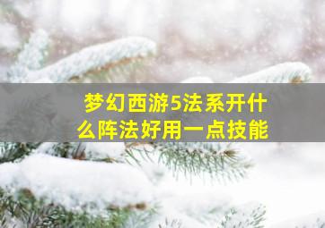 梦幻西游5法系开什么阵法好用一点技能