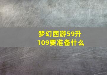 梦幻西游59升109要准备什么