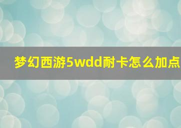 梦幻西游5wdd耐卡怎么加点