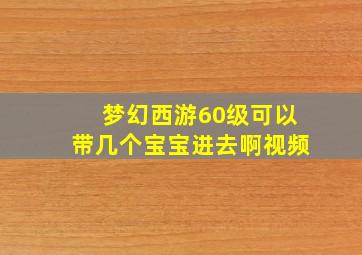 梦幻西游60级可以带几个宝宝进去啊视频