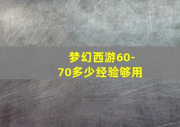 梦幻西游60-70多少经验够用