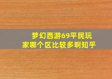 梦幻西游69平民玩家哪个区比较多啊知乎