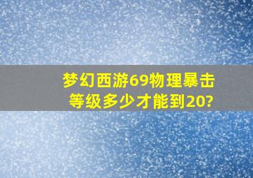 梦幻西游69物理暴击等级多少才能到20?