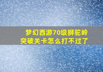 梦幻西游70级狮驼岭突破关卡怎么打不过了