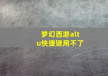 梦幻西游alt u快捷键用不了