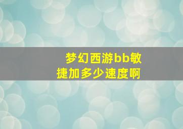 梦幻西游bb敏捷加多少速度啊