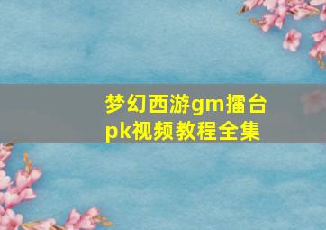 梦幻西游gm擂台pk视频教程全集