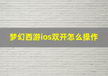 梦幻西游ios双开怎么操作