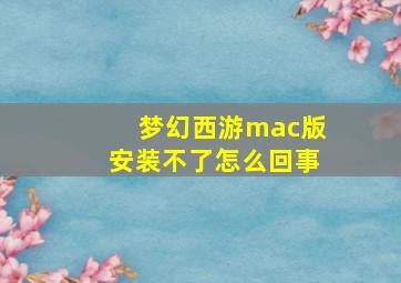 梦幻西游mac版安装不了怎么回事