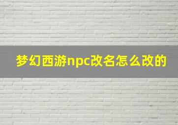 梦幻西游npc改名怎么改的