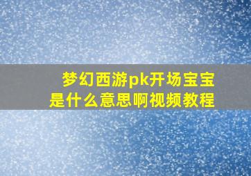 梦幻西游pk开场宝宝是什么意思啊视频教程