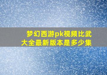 梦幻西游pk视频比武大全最新版本是多少集