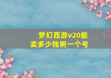 梦幻西游v20能卖多少钱啊一个号